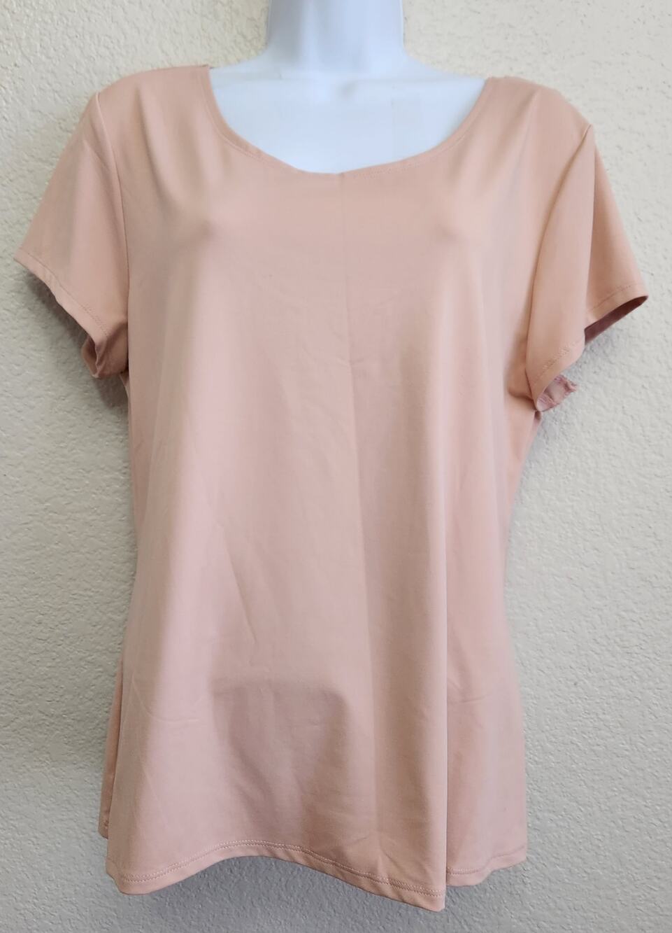 Ruby Rd. Salmon Pink Short Cap Sleeves Top Large Lightweight Soft Stretchy